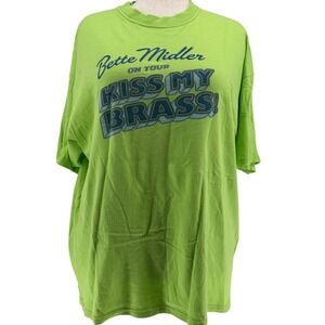 M&O Knits Women T-Shirt XXL Lime Green Bette Midler Kiss My Brass Tour Y2K Music